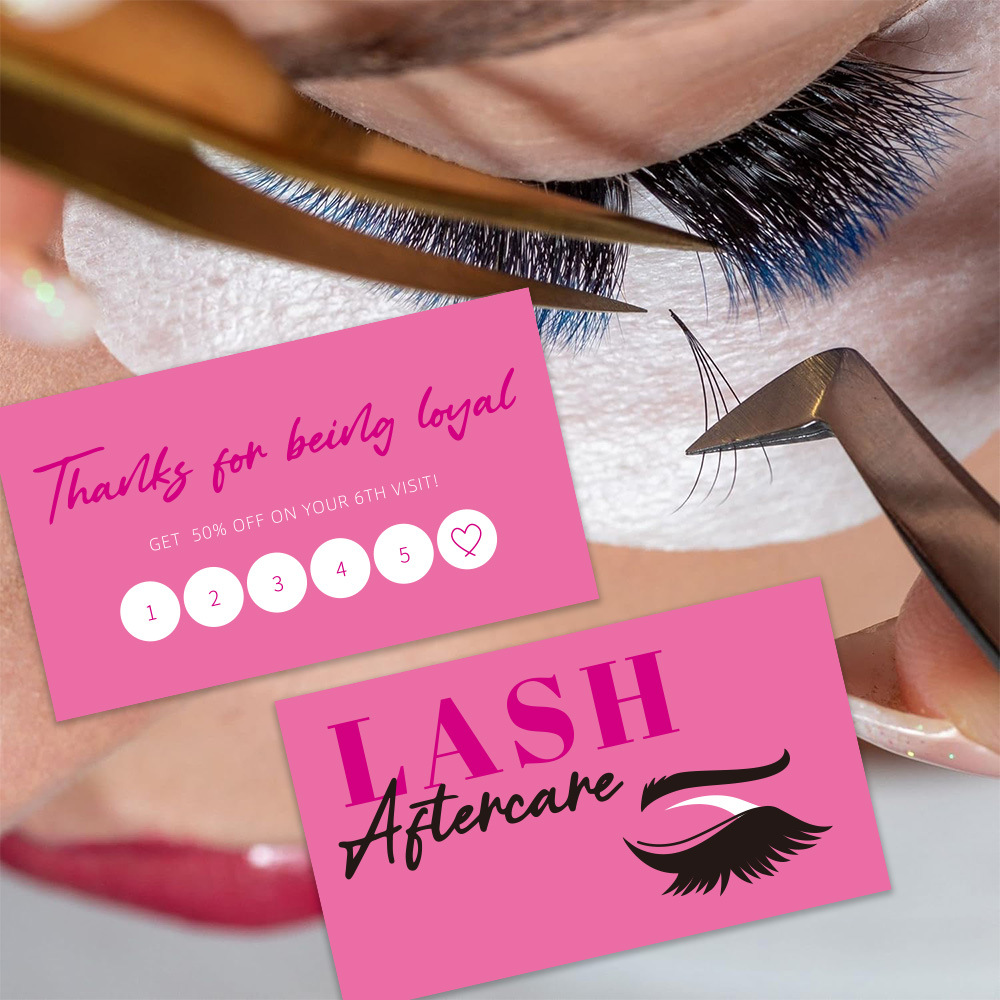 Eyelash Extension Aftercare - 50 قطعة بطاقة الأعمال الرموش اللامعة