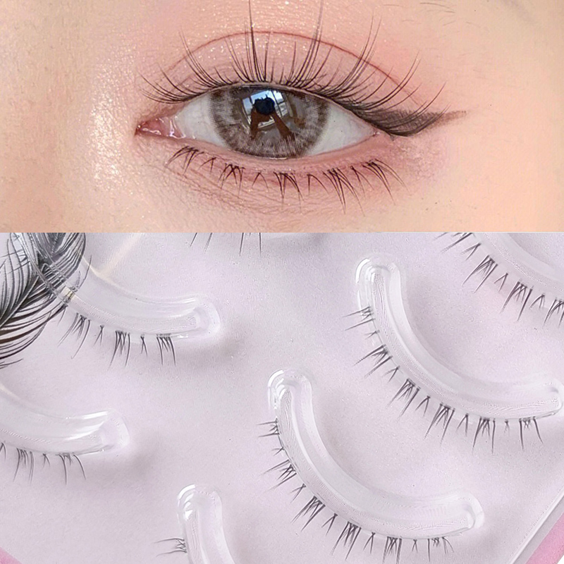 Eyelash Extension Douyin - 5 زوج واضح الفرقة الرموش السفلى