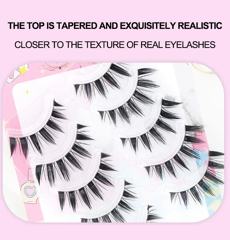 5-زوج مانغا العين على شكل الرم - مراجعة Eyelash Extension Douyin وسعره