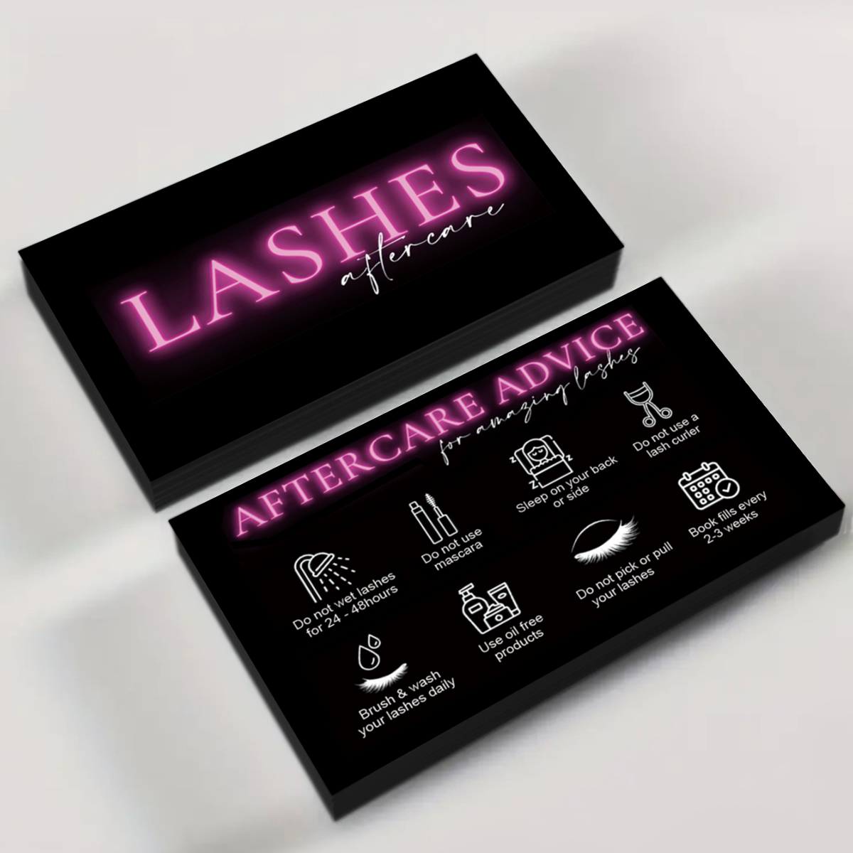 50 قطعة بطاقة الرعاية اللاحقة  - مراجعة Eyelash Extension Aftercare وسعره